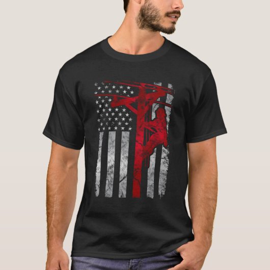 Beängstigend USA Patriotic Thin Red Line Americ T-Shirt (Vorderseite)