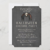 Beängstigend Vampire Bat Wings Skull Halloween-Par Einladung (Vorderseite)