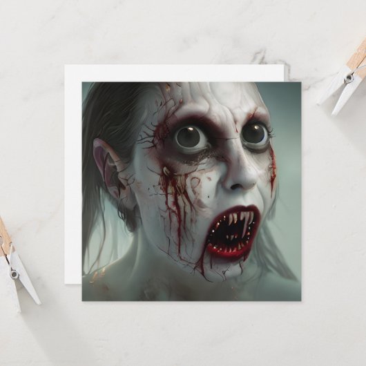 Beängstigend Walking Zombie Halloween Karte (Vorderseite/Rückseite Beispiel)