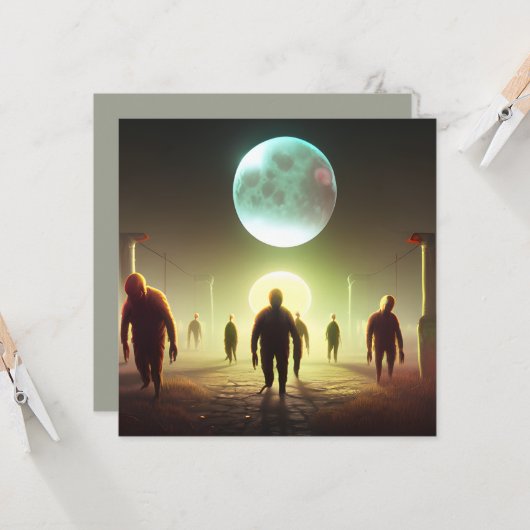 Beängstigend Walking Zombie Halloween Karte (Vorderseite/Rückseite Beispiel)