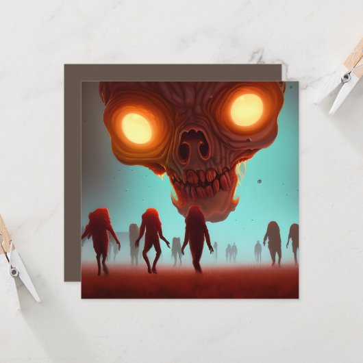 Beängstigend Walking Zombie Halloween Karte (Vorderseite/Rückseite Beispiel)