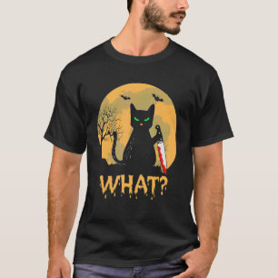 Beängstigend Was Cat Halloween 2022 Kostüm Schwarz T-Shirt
