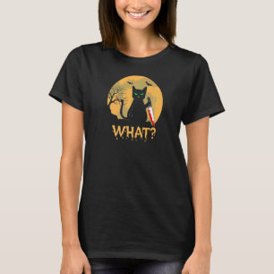 Beängstigend Was Cat Halloween 2022 Kostüme Schwar T-Shirt