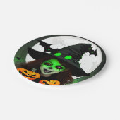 Beängstigend-Wicked-Hexenkabel-Halloween-Party Pappteller (Schrägansicht)