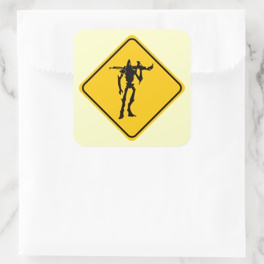 Beängstigende Alien Quadratischer Aufkleber (Tasche)