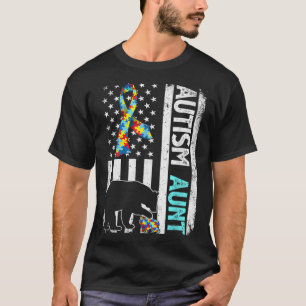 Beängstigende amerikanische Fahnen Autismus Tante T-Shirt