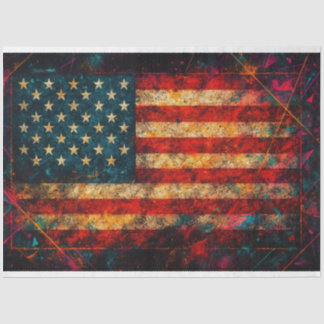 Beängstigende amerikanische Flagge mit Neon Decoup Seidenpapier