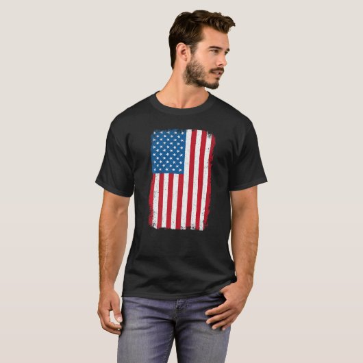 Beängstigende amerikanische Flagge Patriotic Ameri T-Shirt (Vorne ganz)