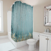 Beängstigende Aquamarine Grüne Bretter Sepia Folia Duschvorhang (Beispiel)