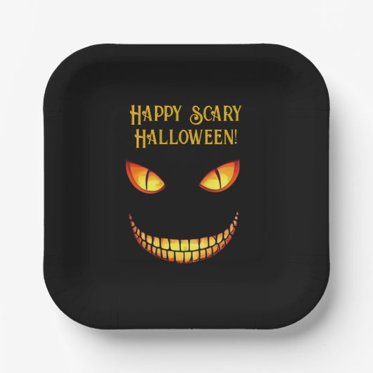 Beängstigende Augen und Crazy Smile Halloween Pappteller (Vorderseite)