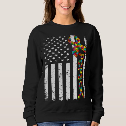 Beängstigende Autismus-Pop American Flag Familie M Sweatshirt (Vorderseite)