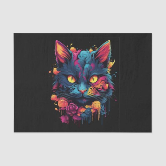 Beängstigende Black Cat Halloween-Dekoupage Seidenpapier (Vorderseite)