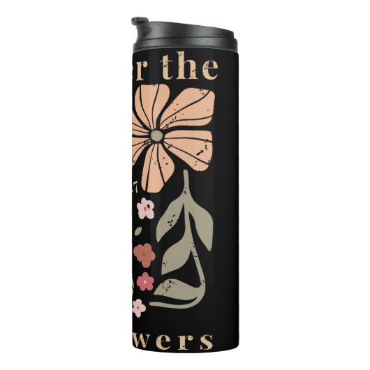 Beängstigende Boho-Wildblumen Grafik Thermosbecher (Nach rechts gedreht)