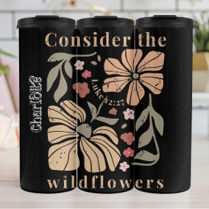 Beängstigende Boho-Wildblumen Grafik Thermosbecher