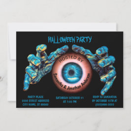 Beängstigende Böse Blue Hexen Hände Orange Eye Bla Einladung