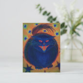 Beängstigende Cat Blue Postkarte (Stehend Vorderseite)
