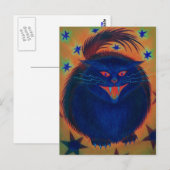 Beängstigende Cat Blue Postkarte (Vorne/Hinten)