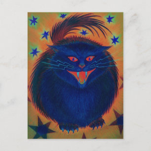 Beängstigende Cat Blue Postkarte