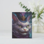 Beängstigende Cheshire-Katze in einem Lila Tophat- Postkarte (Stehend Vorderseite)