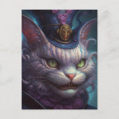 Beängstigende Cheshire-Katze in einem Lila Tophat- Postkarte (Vorderseite)