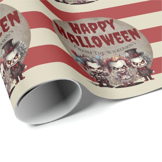 Beängstigende Clowns, griechischer Halloween-Karne Geschenkpapier (Rolleneckpunkt)