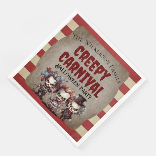 Beängstigende Clowns Halloween-Party Serviette (Ecke)