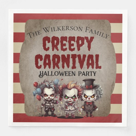 Beängstigende Clowns Halloween-Party Serviette (Vorderseite)
