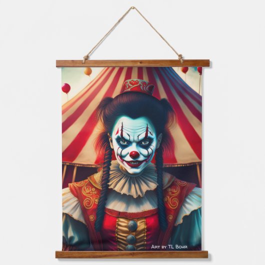 Beängstigende Clowns Scroll Set Wandteppich Mit Holzrahmen (Vorderseite)