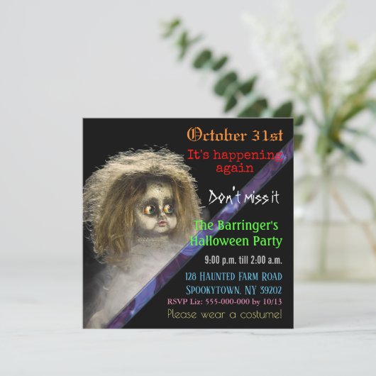 Beängstigende Creepy Glanz-Einladung Einladung (Stehend Vorderseite)