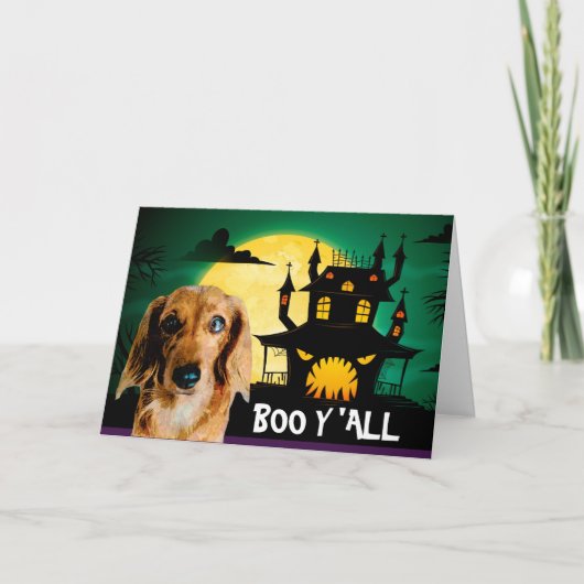 Beängstigende Dackel Halloween Karte (Vorderseite)