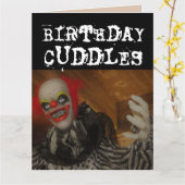 BEÄNGSTIGENDE EVIL CLOWN BIRTHDAY CUDDLES & KISS C KARTE (Gelbe Blume)