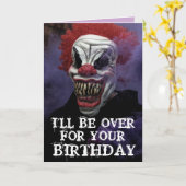 BEÄNGSTIGENDE EVIL CLOWN BIRTHDAY FUNNY Grußkarte Karte (Gelbe Blume)