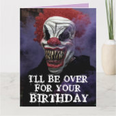 BEÄNGSTIGENDE EVIL CLOWN BIRTHDAY SNUGGLE Grußkart Karte (Vorderseite)