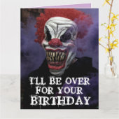 BEÄNGSTIGENDE EVIL CLOWN BIRTHDAY SNUGGLE Grußkart Karte (Gelbe Blume)