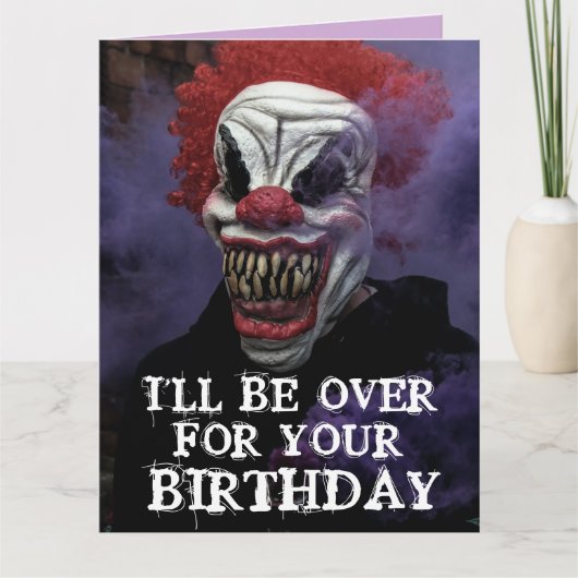 BEÄNGSTIGENDE EVIL CLOWN BIRTHDAY SNUGGLE Grußkart Karte (Vorderseite)