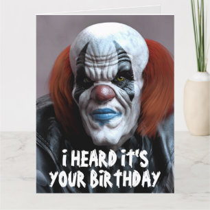 BEÄNGSTIGENDE EVIL CLOWN FUNNY BIG BIRTHDAY CARD KARTE