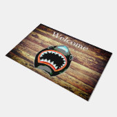 Beängstigende Fierce White Shark Jaws Illustration Fußmatte (Schrägansicht)