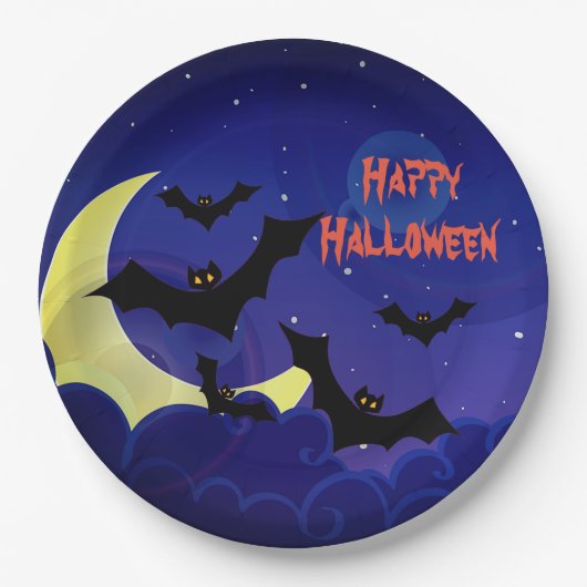 Beängstigende Fledermäuse Happy Halloween Custom P Pappteller (Vorderseite)