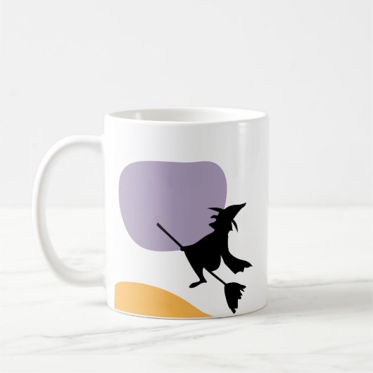 Beängstigende FliegenHexe auf Besenstiel Halloween Kaffeetasse (Links)