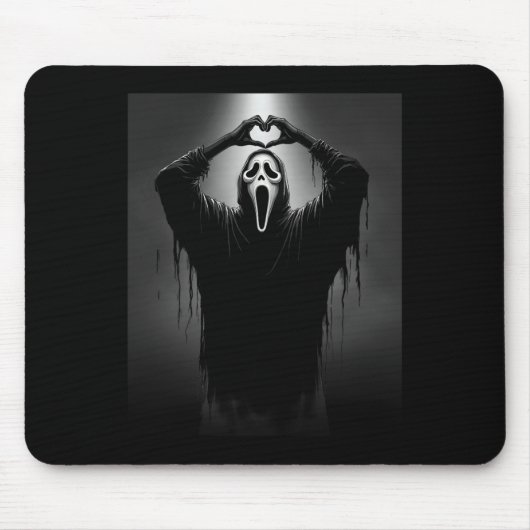 Beängstigende Gesichtshaut Horror Ghost Herz Hände Mousepad (Vorne)