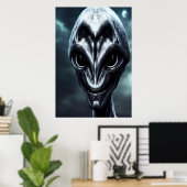 Beängstigende graue Alien | AI Art Poster (Heimbüro)