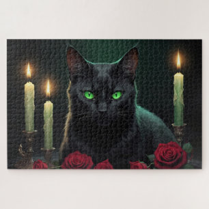Beängstigende Green Kitty Eyes Puzzle