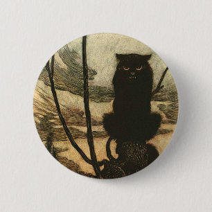 Beängstigende Halloween Black Cat Vintag Rackham Button