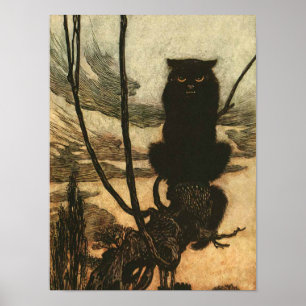 Beängstigende Halloween Black Cat Vintag Rackham Poster