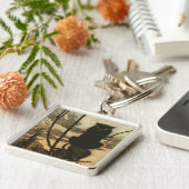 Beängstigende Halloween Black Cat Vintag Rackham Schlüsselanhänger (Seite)