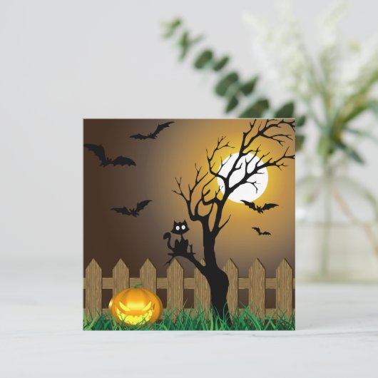 Beängstigende Halloween-Gartenlandschaft Einladung (Stehend Vorderseite)
