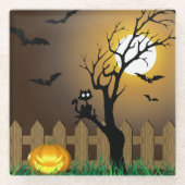 Beängstigende Halloween-Gartenlandschaft Glasuntersetzer (Vorderseite)