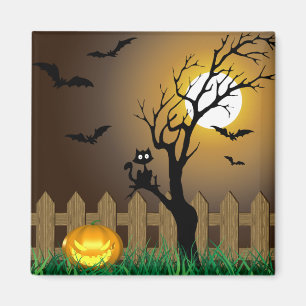 Beängstigende Halloween-Gartenlandschaft Magnet