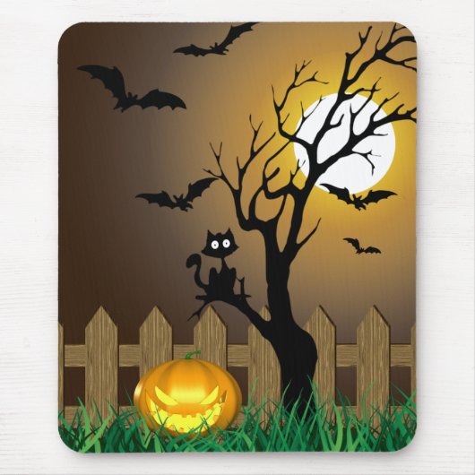 Beängstigende Halloween-Gartenlandschaft Mousepad (Vorne)
