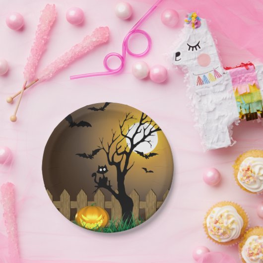 Beängstigende Halloween-Gartenlandschaft Pappteller (Party)